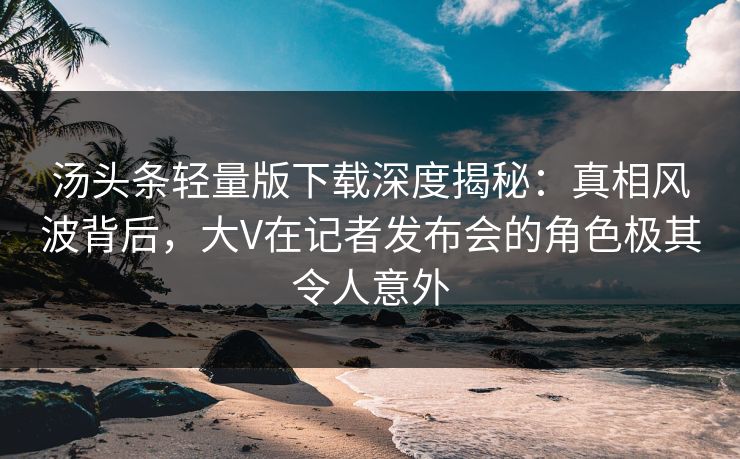 汤头条轻量版下载深度揭秘：真相风波背后，大V在记者发布会的角色极其令人意外