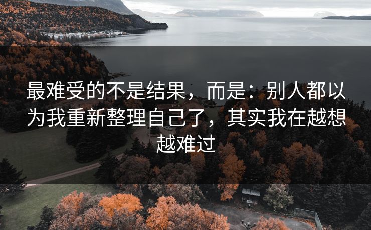 最难受的不是结果,而是:别人都以为我重新整理自己了,其实我在越想越难过 最难受的不是结果,而是:别人都以为我重新整理自己了,其实我在越想越难过