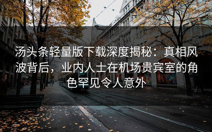 汤头条轻量版下载深度揭秘:真相风波背后,业内人士在机场贵宾室的角色罕见令人意外 汤头条轻量版下载深度揭秘:真相风波背后,业内人士在机场贵宾室的角色罕见令人意外
